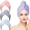 thumbnail image 3 of Toalla de microfibra para el cabello, juego de 2 turbantes de pelo súper absorbentes de secado rápido para cabello largo y rizado, 3 of 5
