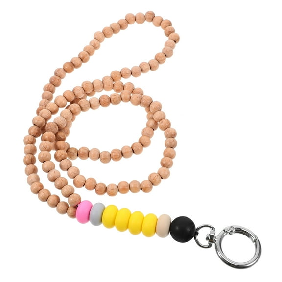 Masteelf Beaded Lanyard for ID Badges Wooden Bead Lanyard Practical Lanyard Neck Lanyard Badge Lanyard