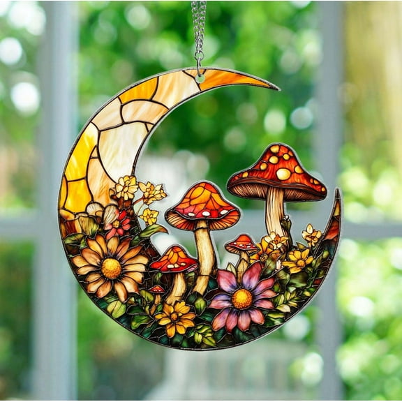 Mushrooms Window Hanging, Stained Acrylic Mushroom Window Hanger, Plant Acrylic Window Hanging Art Decor, Home Decoration, Welcome Sign