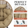 thumbnail image 3 of RADIATA Patio Egg Chair with Foot Rest, Oversized Rattan Egg Shaped Chair with Cushion, 440lbs Weight Capacity for Indoor Outdoor Patio Balcony, Brown, 3 of 8