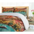 thumbnail image 5 of Ambesonne Landscape Duvet Cover Sets, Boatman in Kyoto Japan, 2-Queen, Dark Seafoam Vermilion, 5 of 7