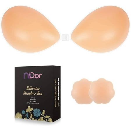 AIMTYD Adhesive Bra Strapless Sticky Invisible Push up Silicone Bra for  Backless Dress with Nipple Covers 
