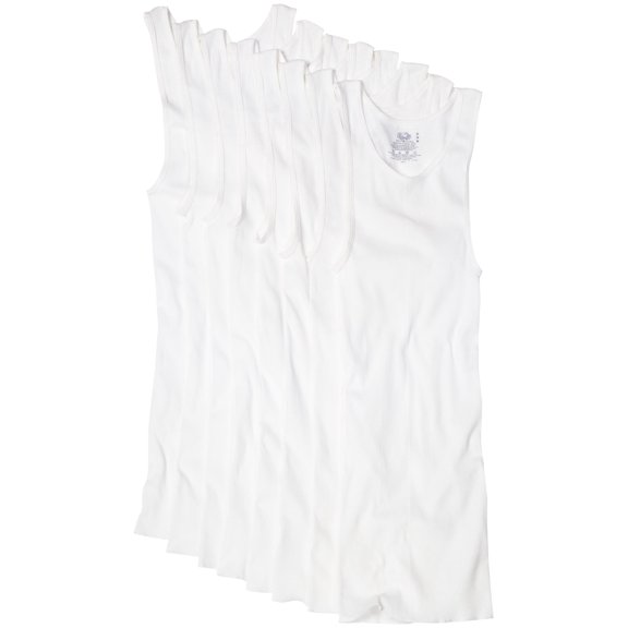 Men's White A-Shirt Undershirt, 8 Pack
