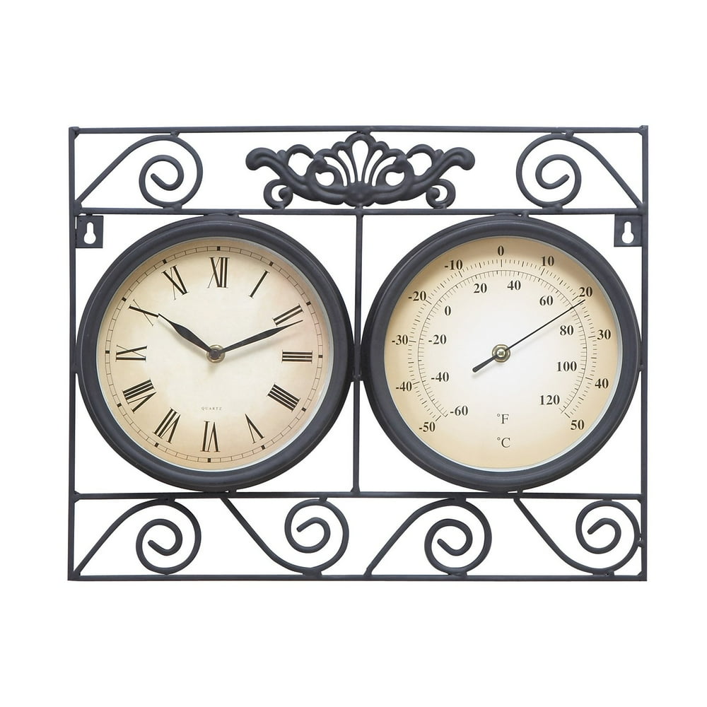 Metal Outdoor Clock Thermometer With Different Dials - Walmart.com ...