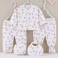 thumbnail image 2 of CAUYDY Preemie Boys Going Home Outfits Infant Pajamas Baby Girls Clothing Long Sleeve Top Hat Two Pants Bib 5PCS Cute Set for Newborn Fall Winter Spring Sizes 0-3 Months,Pink, 2 of 5
