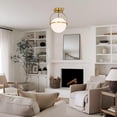 thumbnail image 5 of Gold Semi Flush Mount Ceiling Light, 1-Light Frosted Glass Ceiling Fixture for Hallway Entryway Kitchen Bedroom E12 Base, 5 of 8
