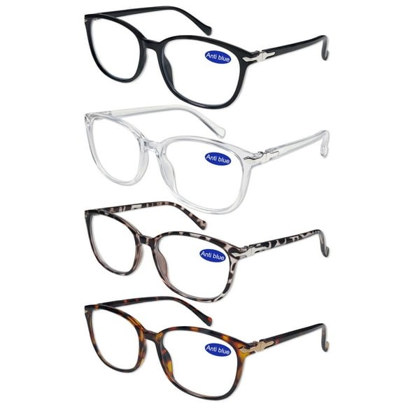 4 PACKS Reading Glasses 2.0 Women Blue Light Blocking Filter UV Computer Readers 1.0 1.25 1.5 1.75 2.0 2.25 2.5 2.75 3.0 3.5 4.0 (2.0 Mix) WEMOOTANTS