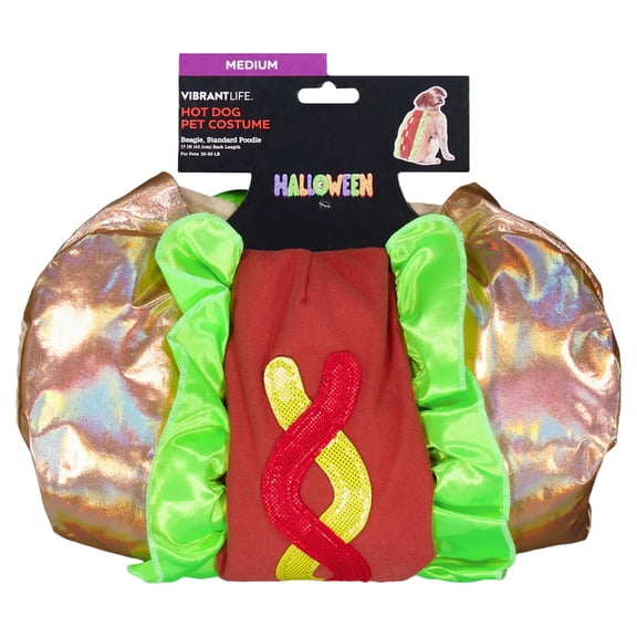 Vibrant Life Halloween Hot Dog Costume for Dogs, Multicolor, M
