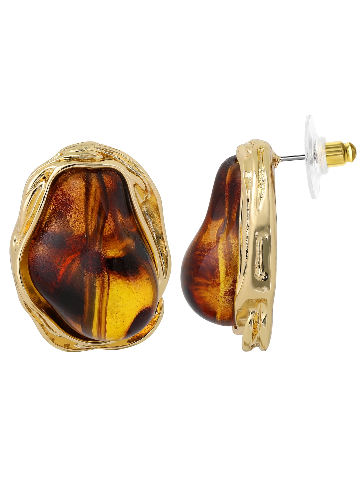 Jessica Simpson Women's Fashion Drop Earrings with Brown Stone Accents