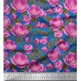thumbnail image 1 of Soimoi Cotton Duck Fabric Leaves & Rose Floral Print Sewing Fabric Yard 42 Inch Wide, 1 of 3