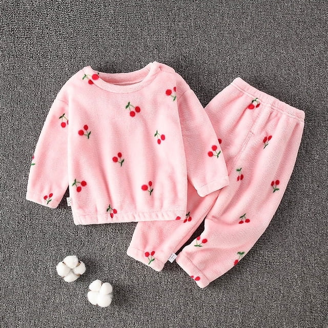 Pijamas para niños Ropa de otoño e invierno Pijamas de franela Pijamas gruesos con forro polar para niños Conjunto de ropa para el hogar