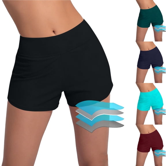 YHAJDS Womens Swim Bottoms Solid Color Period Friendly High Waist Briefs