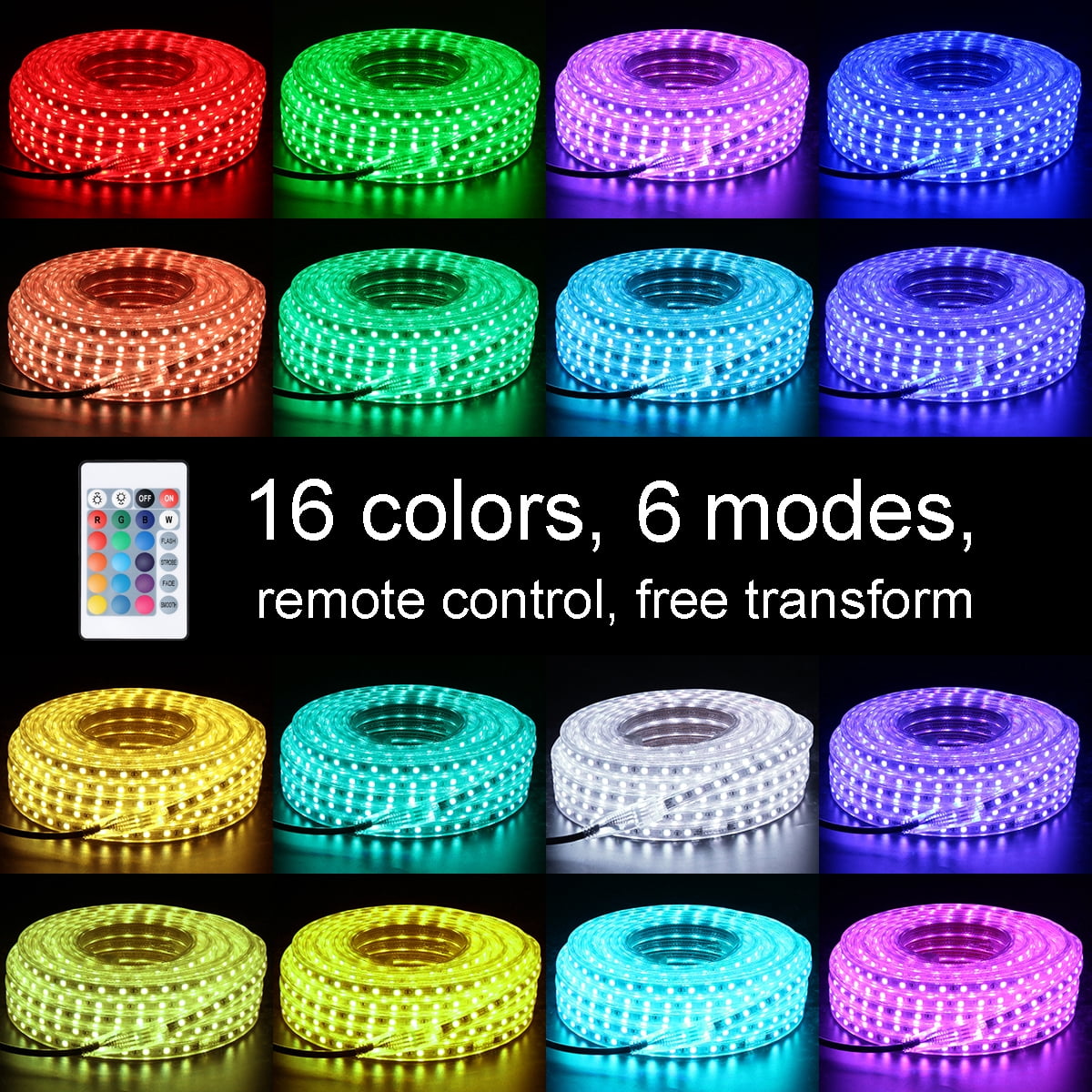 DUNCHAYU 50 Ft Waterproof RGB LED Rope Strip Light - Multi-color Rope Light for Holiday, Home, Party Decor
