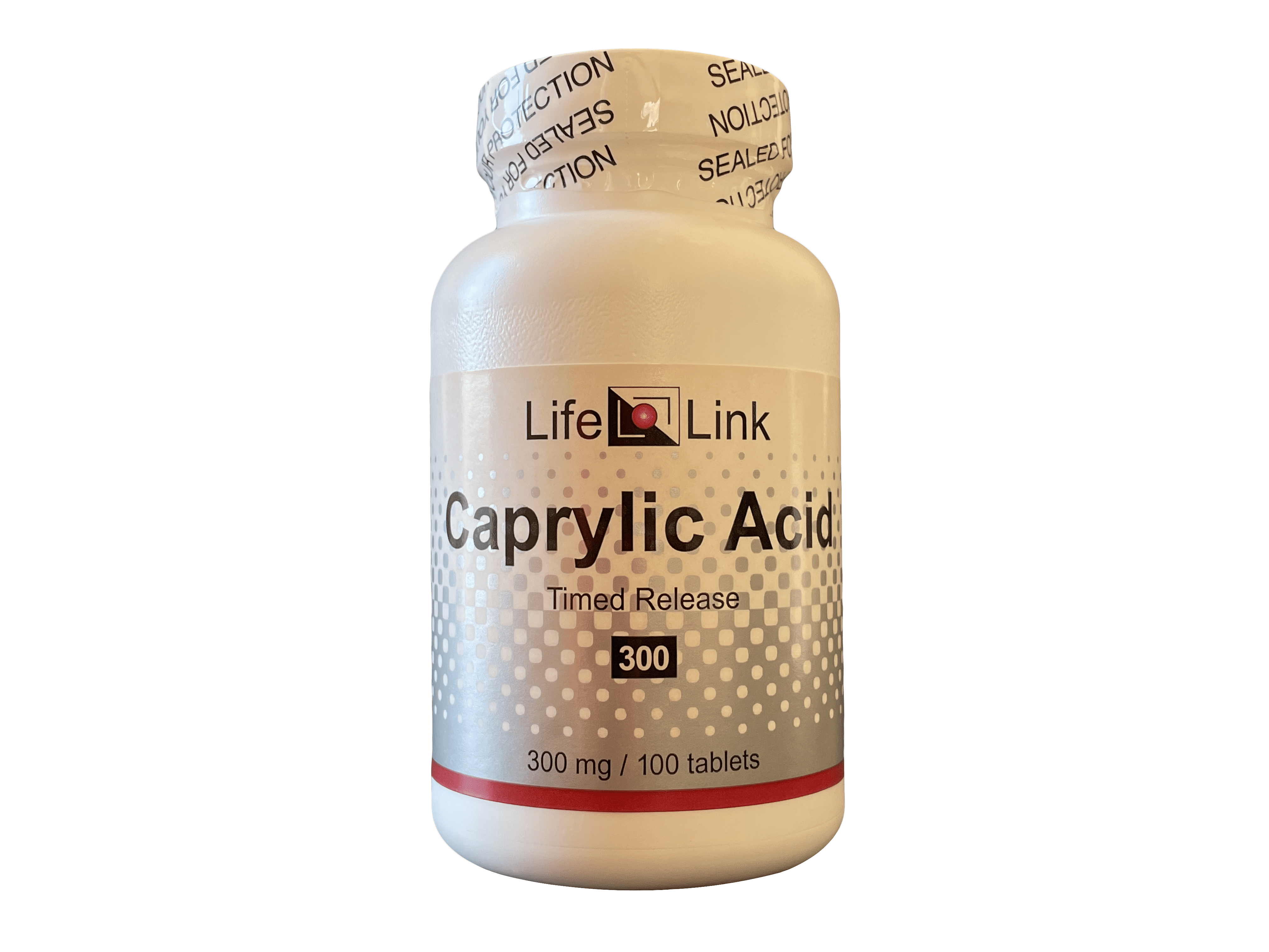 LifeLink's Caprylic Acid 300 mg x 100 capsules Gluten Free & Non
