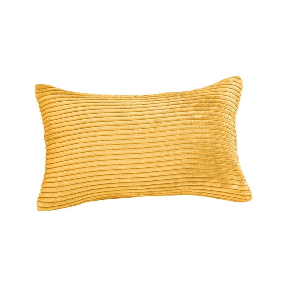 Pillow Covers, Corduroy Fluorescent Yellow Decorative 12.0 x 20.0 Inch 2 Pack, Soft Striped Rectangular Throw Pillow Cases, for Couch Sofa Bedroom Living Room Car Home Decor