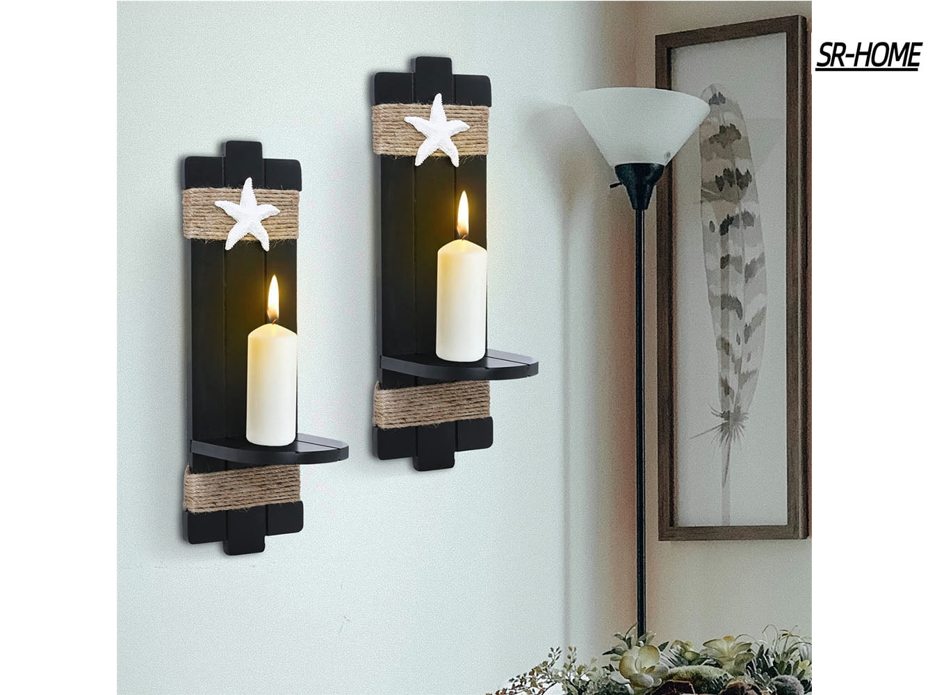 Wall Candle Sconces, Ocean Themed WallMount Candle Holders, Farmhouse