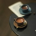 thumbnail image 2 of serony 1/6 Coffee Cup Plate Spoon Multipurpose for Dollhouse Life Scene Prop Brown, 2 of 9