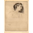 thumbnail image 2 of Weir, J Alden 19x24 White Modern Wood Framed Museum Art Print Titled - Profile Head of a Woman, 2 of 4