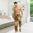 thumbnail image 3 of Men's Pajama Pants with Pockets Sleepwear Lounge Pants Stretch Casual Autumn Leaves Maple Pumpkins, 3 of 7