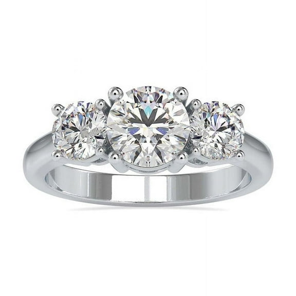 0.80 Ct Trendy 3 Stone Round Moissanite Engagement Ring for Fiancee in 14K White Gold Size 7 (D/VVS1) by Diamond-Capitals