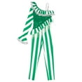 thumbnail image 4 of YONGHS Kids Girls Christmas Candy Cane Striped Unitard Bodysuit Xmas Dance Jumpsuit 4-16 Green 10, 4 of 5