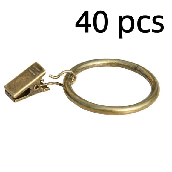 Vruelia 40 Pack Vintage Curtain Clips, Strong Metal Decorative Rustproof Drapery Ring with Clip Bronze Color