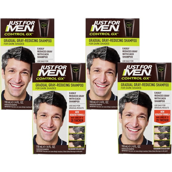 Just For Men Control GX , Grey Reducing Shampoo 4 oz 1 ea (Pack of 4)
