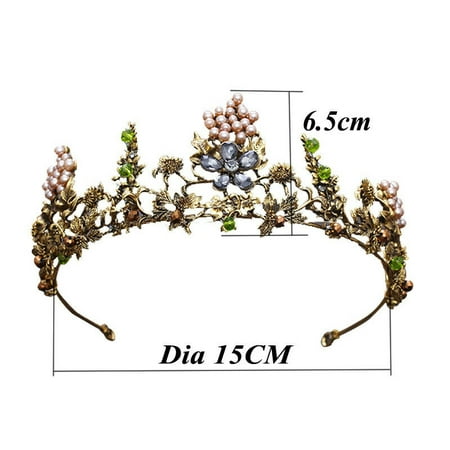 Forest Queen Goddess Bridal Tiara Princess Fairy Crown Wedding Prom Party Pageant Cosplay Headpiece Headband