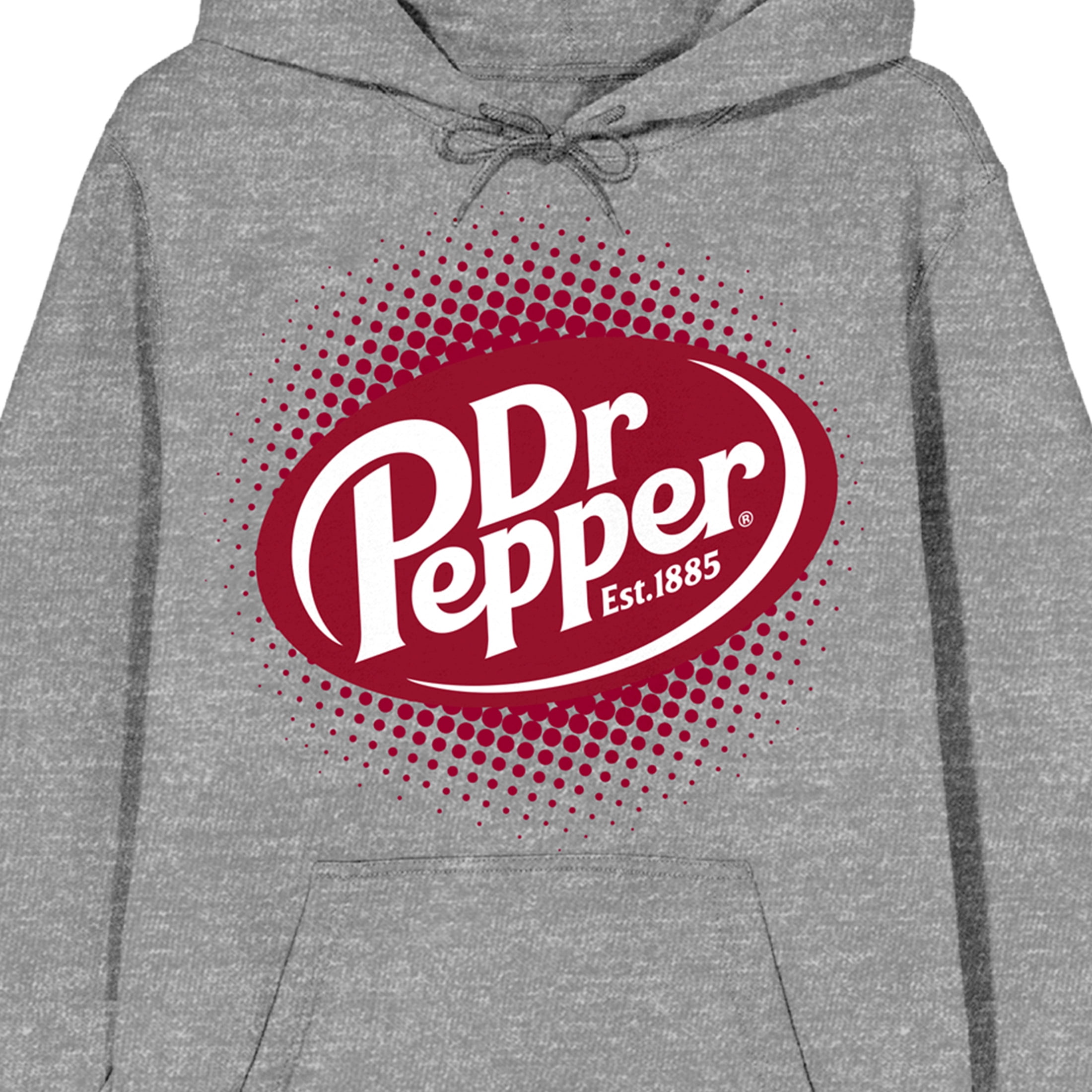 Dr Pepper Fizzy Logo Long Sleeve Gray Heather Adult Hooded Sweatshirt-Small
