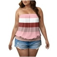 thumbnail image 2 of UVEASISHA Plus Size Striped Tube Tops for Women Sleeveless Smocked Bandeau Tank Top Strapless Backless Tanks Watermelon Red XXL, 2 of 6