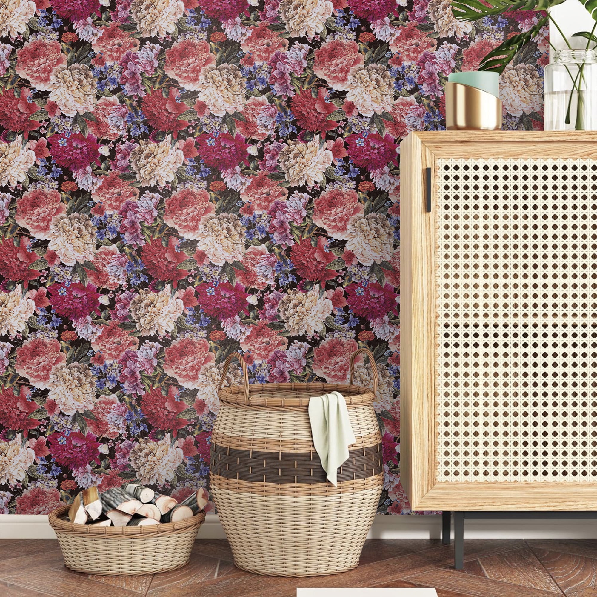 Abyssaly Floral Wallpaper Peel and Stick Wallpaper 17.7 in x 118 in /1 Roll Multicolor Self-adhesive Removable Wall Paper for Home Decor
