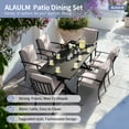 thumbnail image 3 of ALAULM 7PCS Patio Dining Set,Outdoor Metal Patio Furniture Set w/6 Fixed Chairs & Large Metal Table w/Umbrella Cutout for Garden,Backyard,Sand, 3 of 8