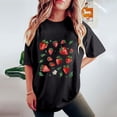 thumbnail image 5 of LEBONYARD Summer Shirts for Women,Women's Fashion Summer Round Neck Drop Sleeves Leisure Short Sleeve Fruit Printing Tops Black XL, 5 of 7