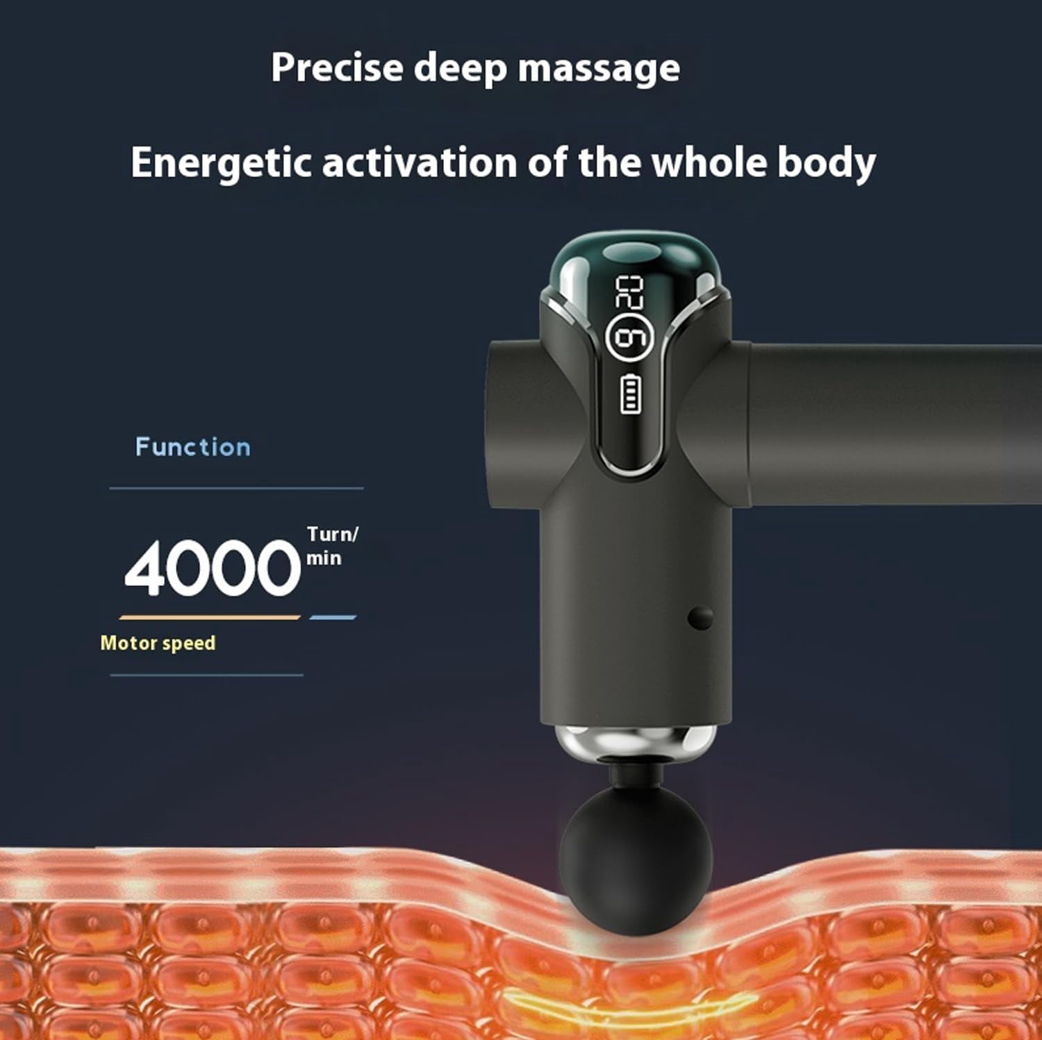 Smart Massage Gun for Deep Tissue Muscle Relief - 9 Speeds LCD Display Quiet Motor Handheld Massager for Back Legs Neck