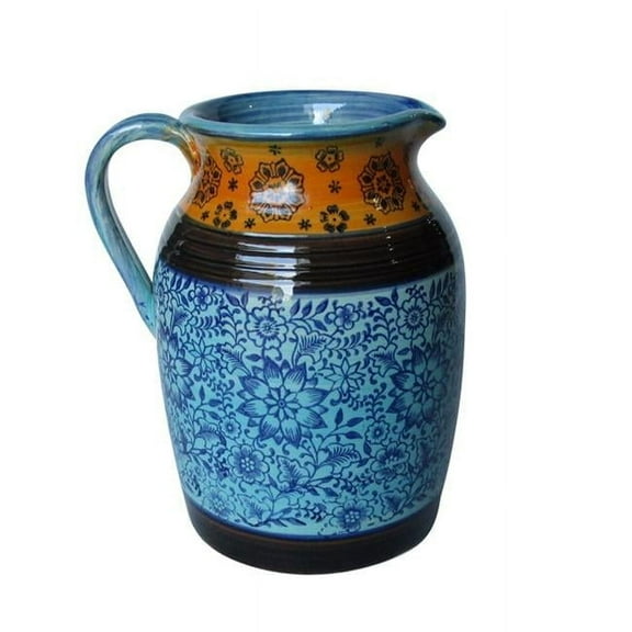 Jeco HD-HADJ048 11.4 in. Pattern Pitcher, Yellow & Blue