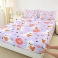 thumbnail image 3 of jejeloiu Kawaii Ghost Floral Full Size Sheets,Halloween Theme Bed Sheets,Orange Pumpkin Lantern Sheet Sets For Girls Teesn,Super Cozy Room Decor,4-Piece, 3 of 7