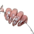 thumbnail image 6 of Press on nails fake  Purely hand-made wearable nail stickers hand-painted carved gradient light therapy long nail pieces nude color whitening, 6 of 9