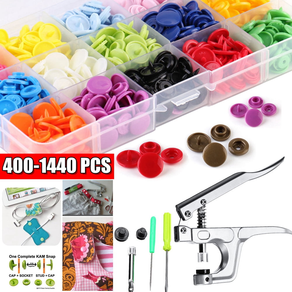 Plastic 360 Sets Press Studs Kit Snap Fasteners Poppers Buttons Tool