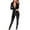 Black L, variant on Women Solid Color Zipper Faux Patent Leather Jumpsuit Bodysuit Tight Clubwear