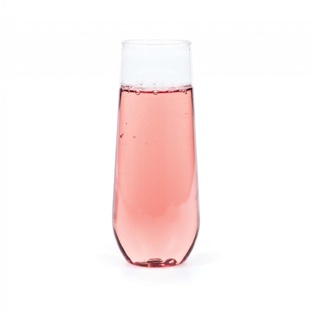 24/Case Bulk Clear 9 oz Plastic Stemless Champagne Flutes