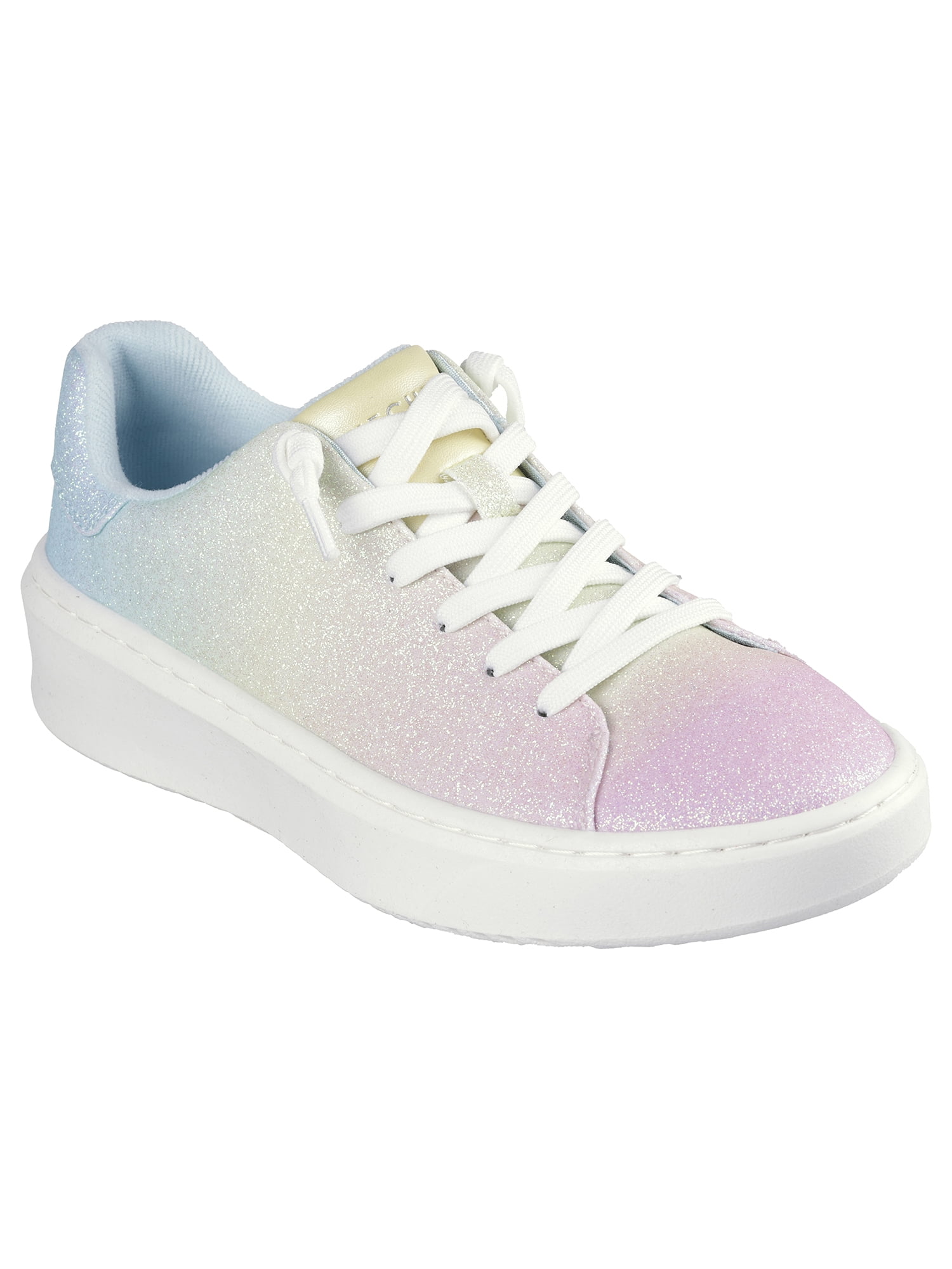 Skechers Ombre Glitter Lace Up Fashion Sneaker with Memory Foam
