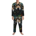 thumbnail image 3 of Hirioo Realistic Style Colorful Wolf for Men's Pajama Sets 2 Piece Pjs Men's Long-Sleeved Pajama Set Button Down Sleepwear,S-XXL-Medium, 3 of 7