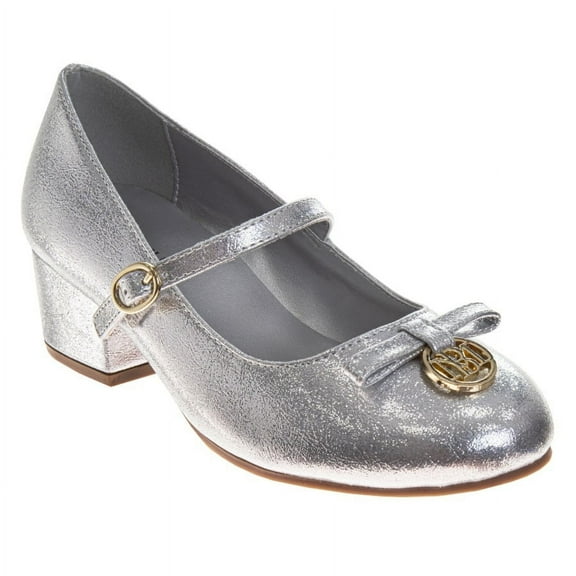 Badgley Mischka Girls Dress Shoes (Little Kids, Sizes 11–4), Silver, Size: 4
