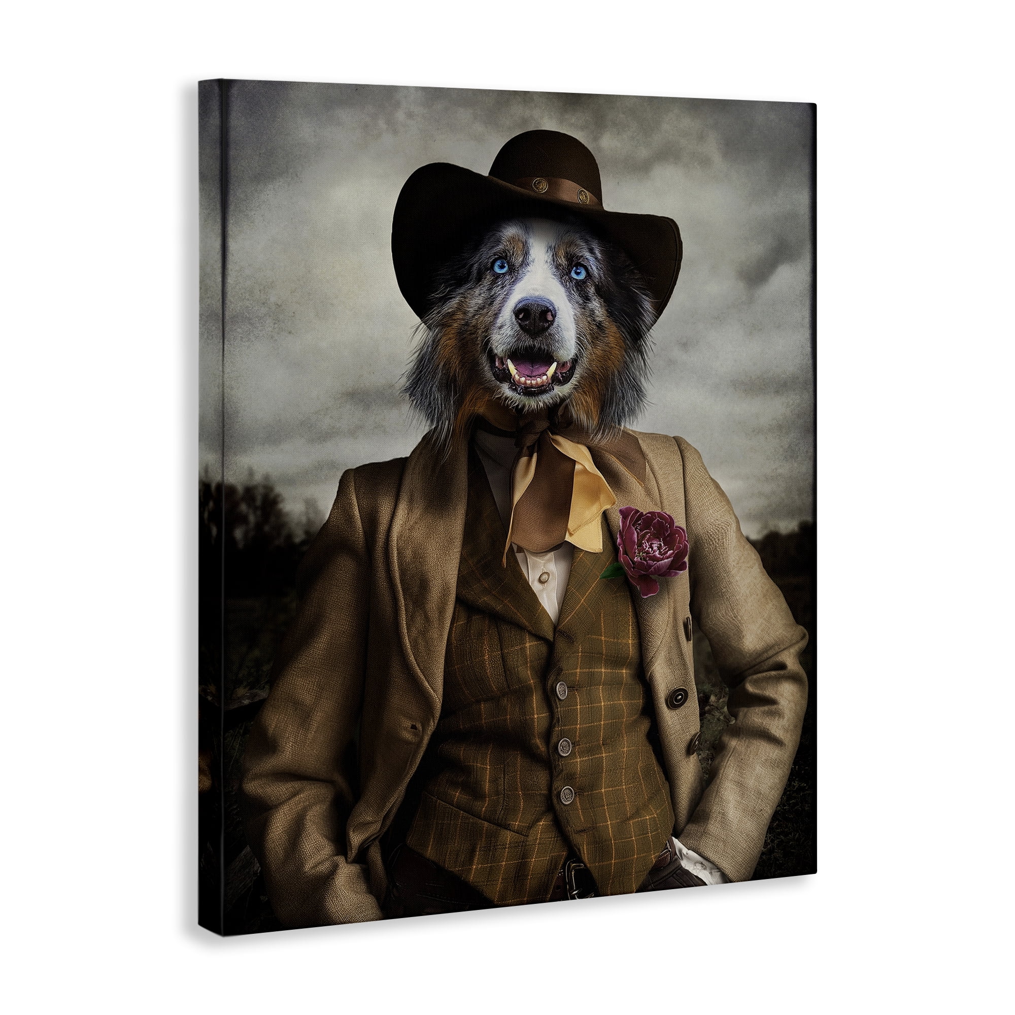Stupell Industries Colonial Fashion Dog Animals & Insects Painting Gallery Wrapped Canvas Art Print Wall Art, 16 x 20