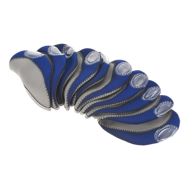 Unique Bargains Protection Sleeve Visible Window Golf Club Iron Head Cover Gray, Dark Blue 10Pack