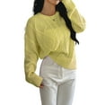 thumbnail image 3 of Women'S Oversized Cable Knit Crewneck Sweaters Yellow M, 3 of 7