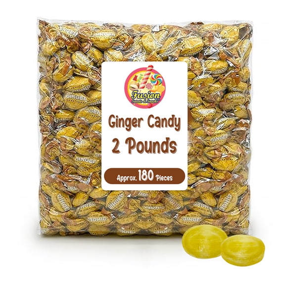 Ginger Candy - 2 Pound Bag - Hard Ginger Candy For Nausea Relief And Digestion Aid - Individually Wrapped Ginger Hard Candy