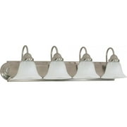 Nuvo Lighting 63211 - 4 Light (Twist and Lock Base) 30" Ballerina Brushed Nickel Finish with Alabaster Glass Vanity Light Fixture (60-3211)