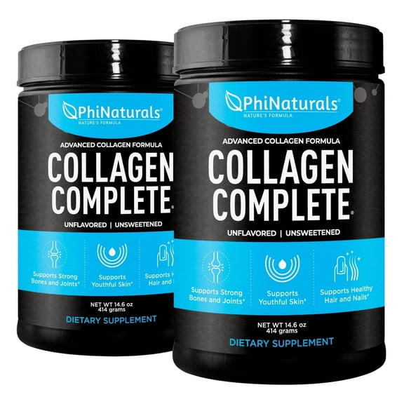 Phi Naturals Collagen Complete Hydrolyzed Protein Powder (pack of 2) [Unflavored]