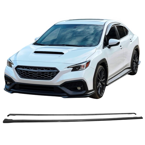 Ikon Motorsports 2PCS Side Skirts Extension Rocker Panel Splitter Lip Added on Body Kits Compatible With 2022-2026 Subaru WRX 5th VB STI Style Unpainted Black PP Polypropylene